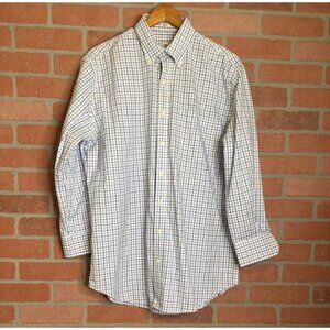 Peter Millar Mens Large Blue & White Check Long Sleeve Button Down Shirt Preppy